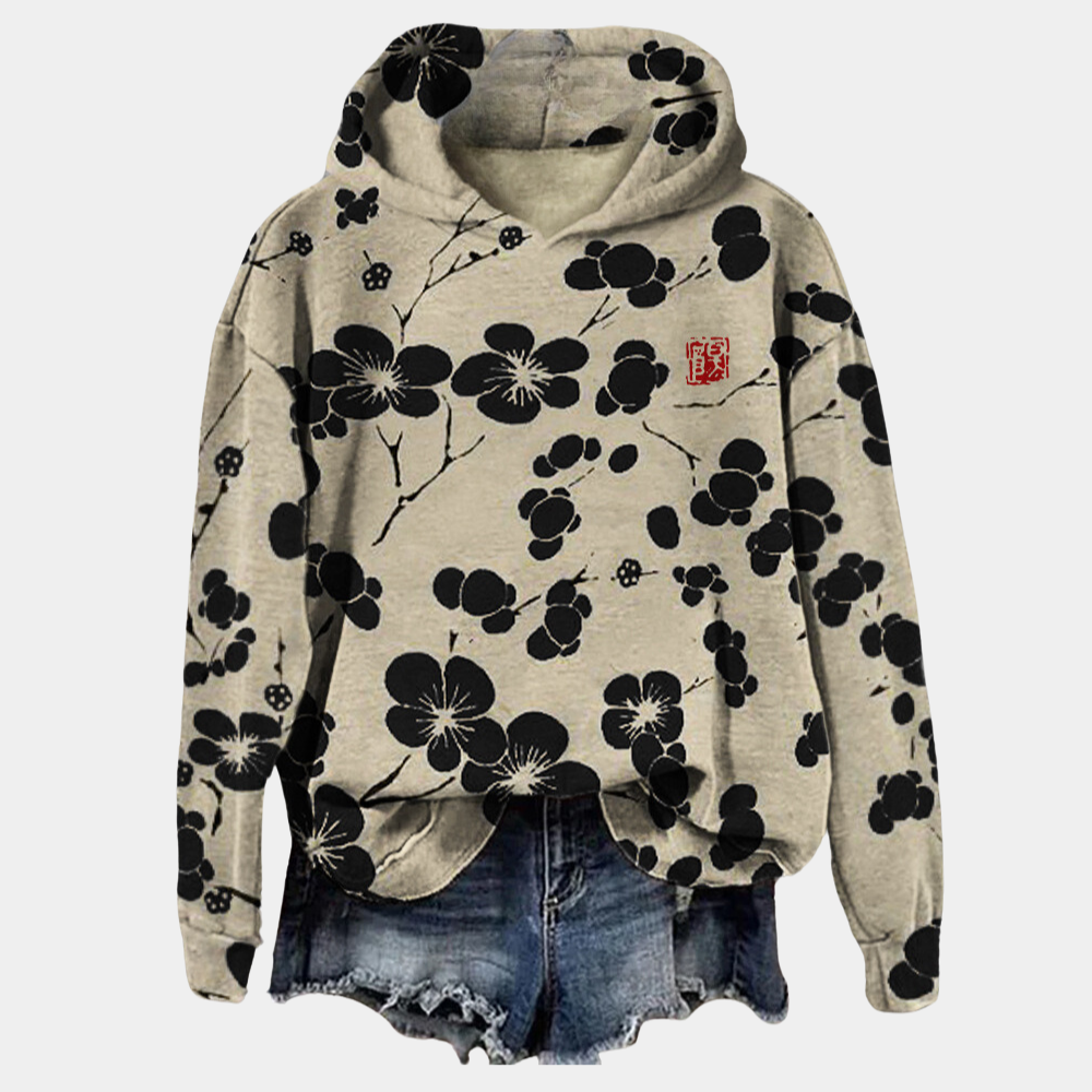 Victoria Sweat à Capuche Femme – Hoodie Fleuri en Mélange de Coton Doux et Respirant
