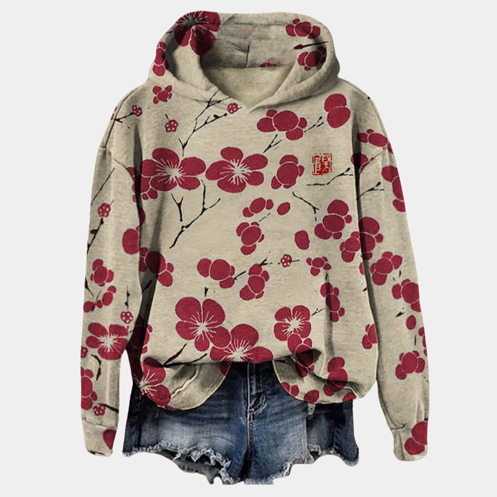 Victoria Sweat à Capuche Femme – Hoodie Fleuri en Mélange de Coton Doux et Respirant