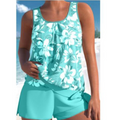 Ashley Women's Tankini – Two-Piece Floral Swimsuit with Shorts & Comfortable Sleeveless Cut