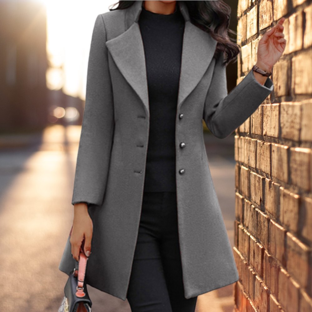 Scarlett Manteau en Laine Mélangée pour Femme – Veste d’Hiver Ajustée au Design Classique et Élégant