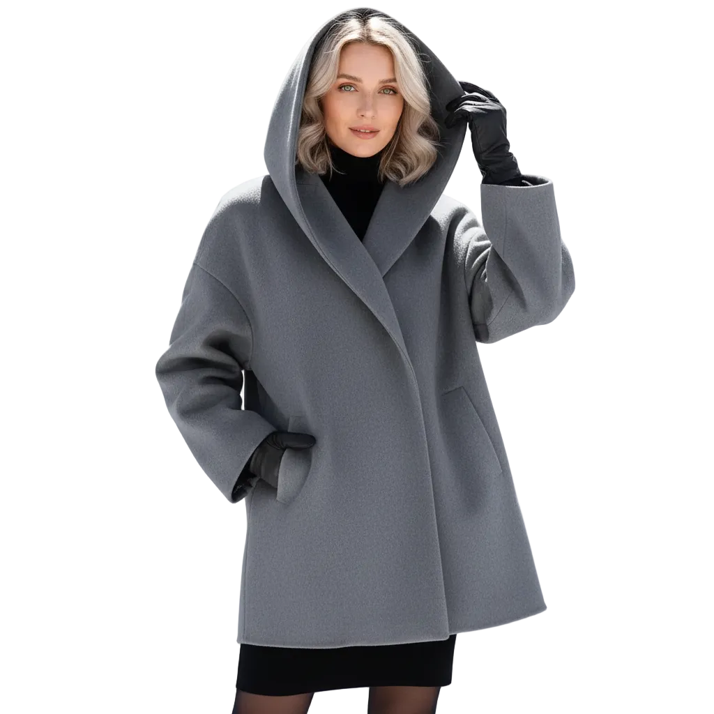 Thaelia Manteau Oversize Femme – Manteau Long Élégant avec Revers Larges et Coupe Fluide