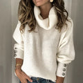 Manon Women's Turtleneck Sweater – Soft Knit with Elegant Buttons & Comfortable Fit