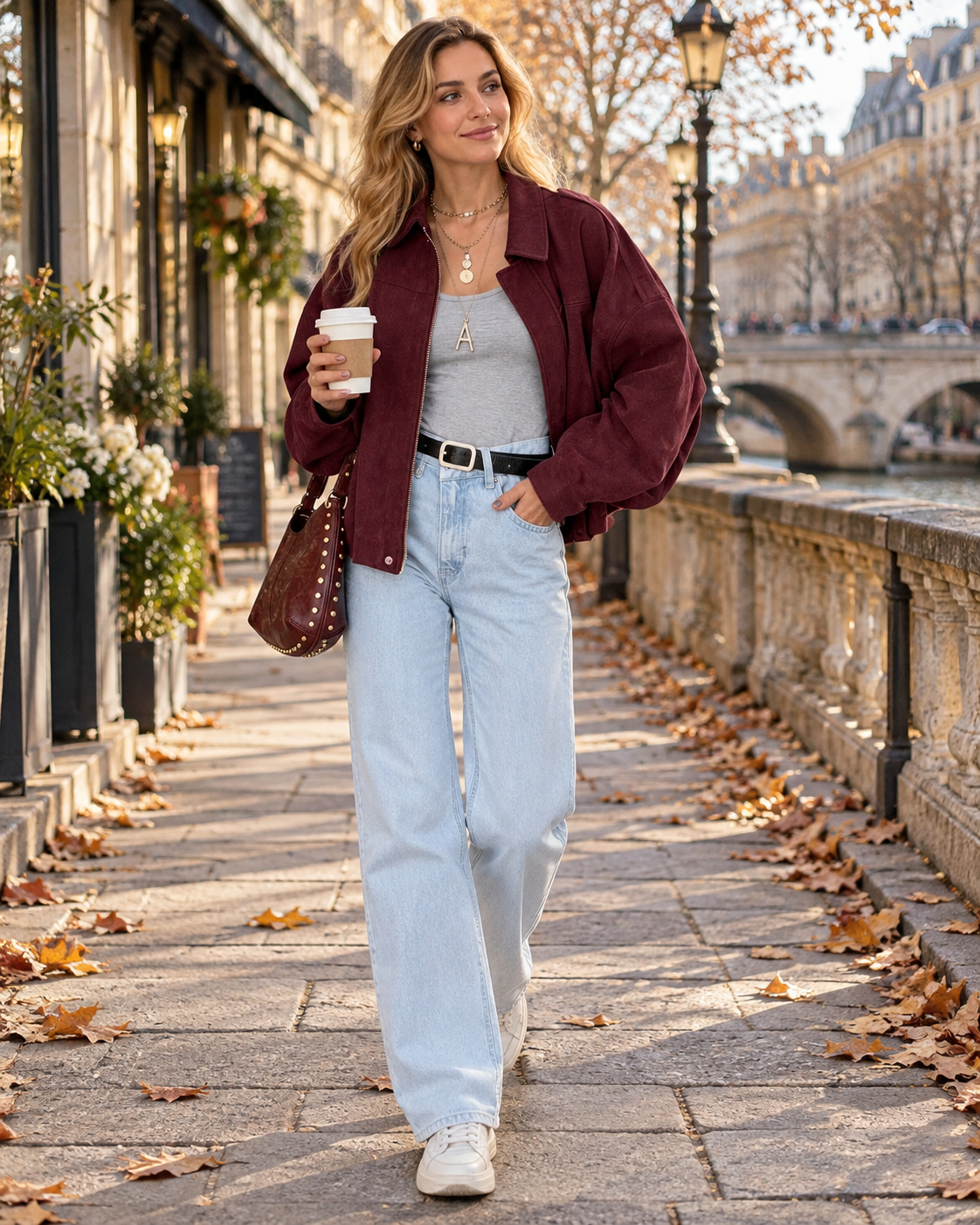 Jessebel Veste Bomber Femme – Effet Daim, Coupe Oversize Courte et Manches Chauve-Souris