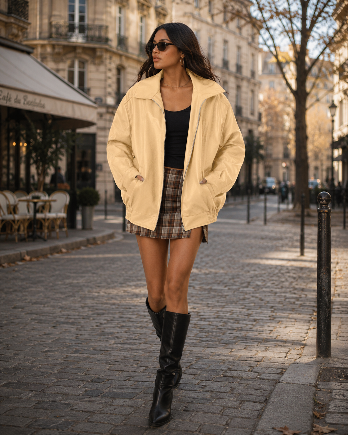 Winona Veste femme effet cuir – Coupe oversize, fermeture zippée, poches latérales