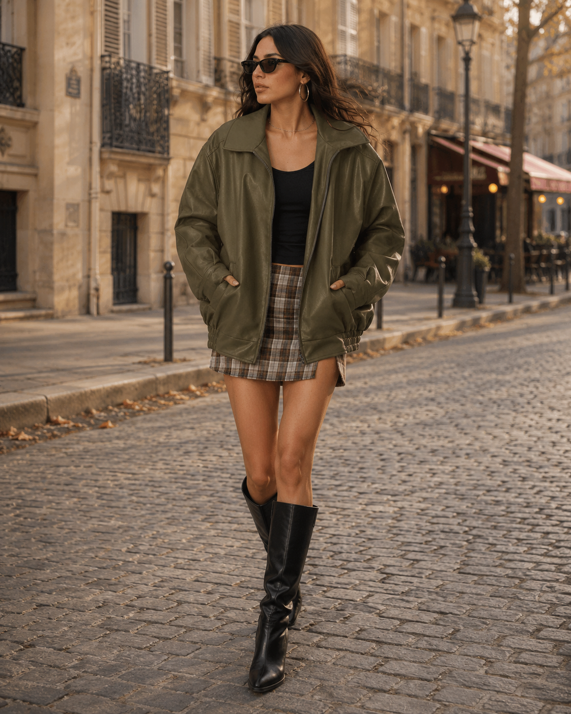 Winona Veste femme effet cuir – Coupe oversize, fermeture zippée, poches latérales