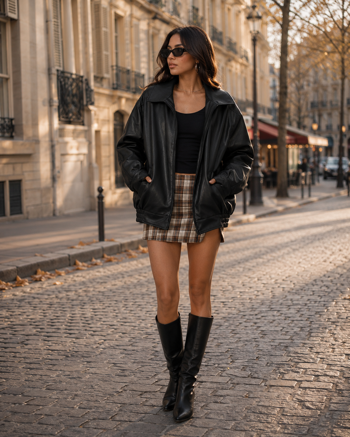 Winona Veste femme effet cuir – Coupe oversize, fermeture zippée, poches latérales