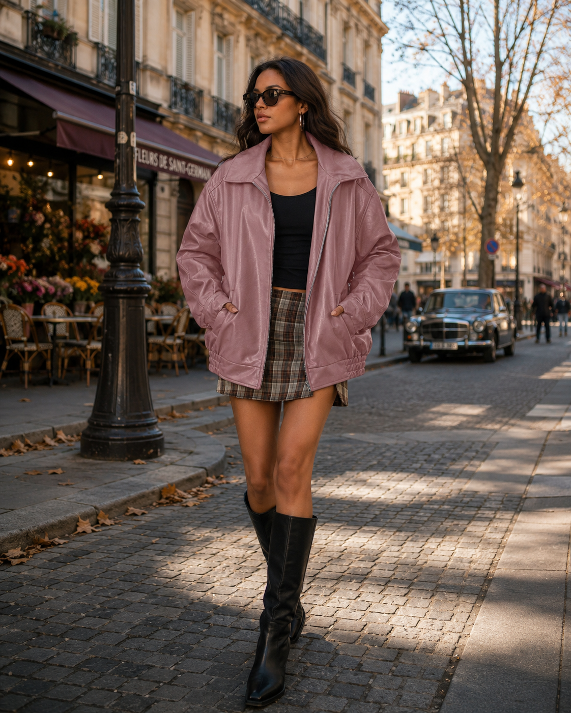 Winona Veste femme effet cuir – Coupe oversize, fermeture zippée, poches latérales