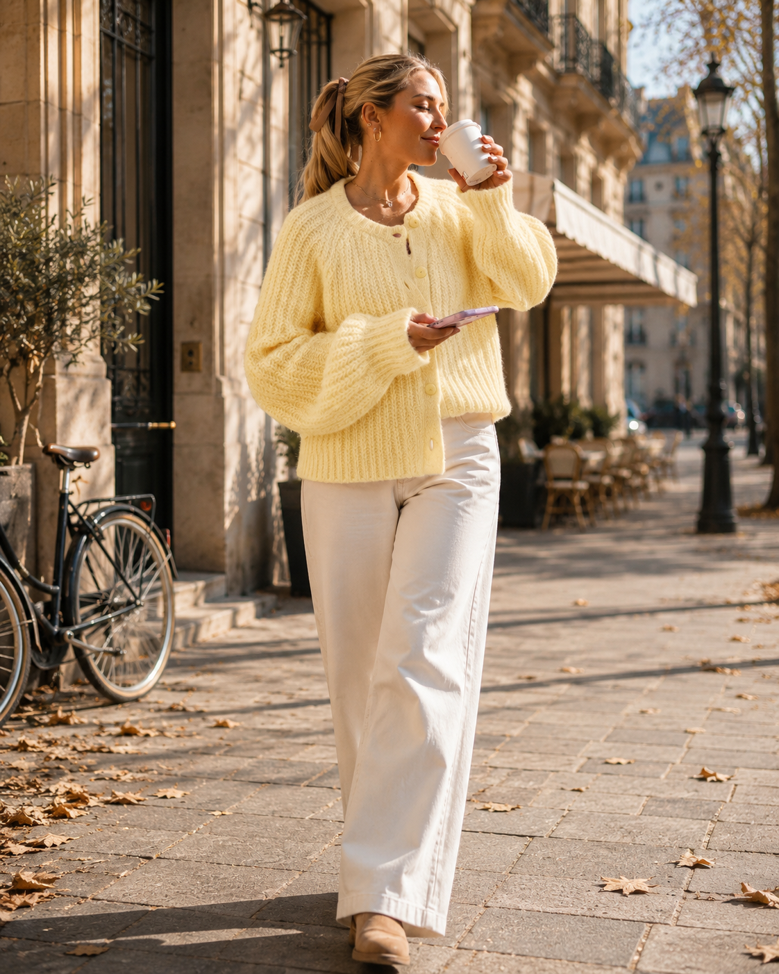 Bernadette Cardigan femme – Maille épaisse, col rond, boutonné, coupe ample