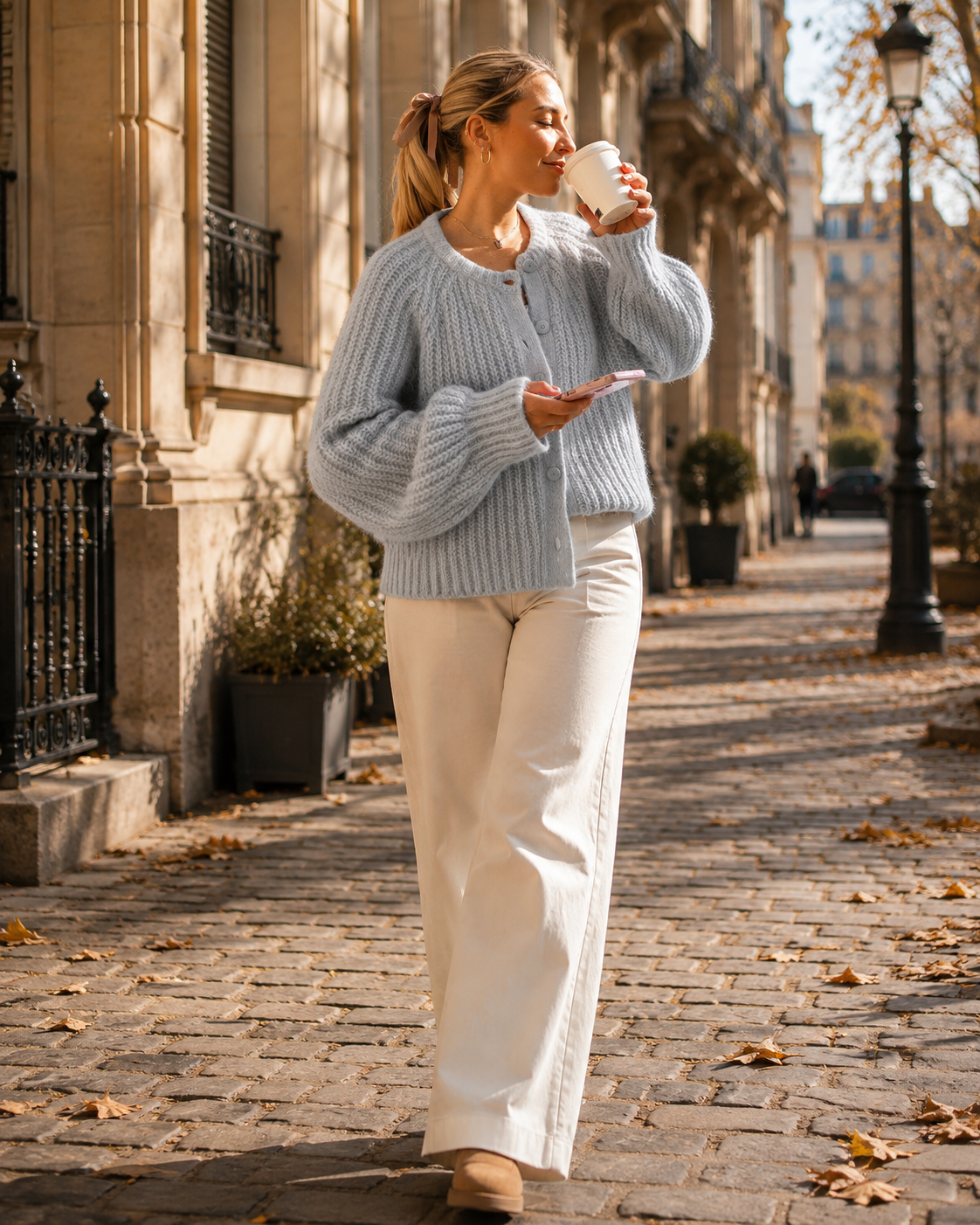 Bernadette Cardigan femme – Maille épaisse, col rond, boutonné, coupe ample