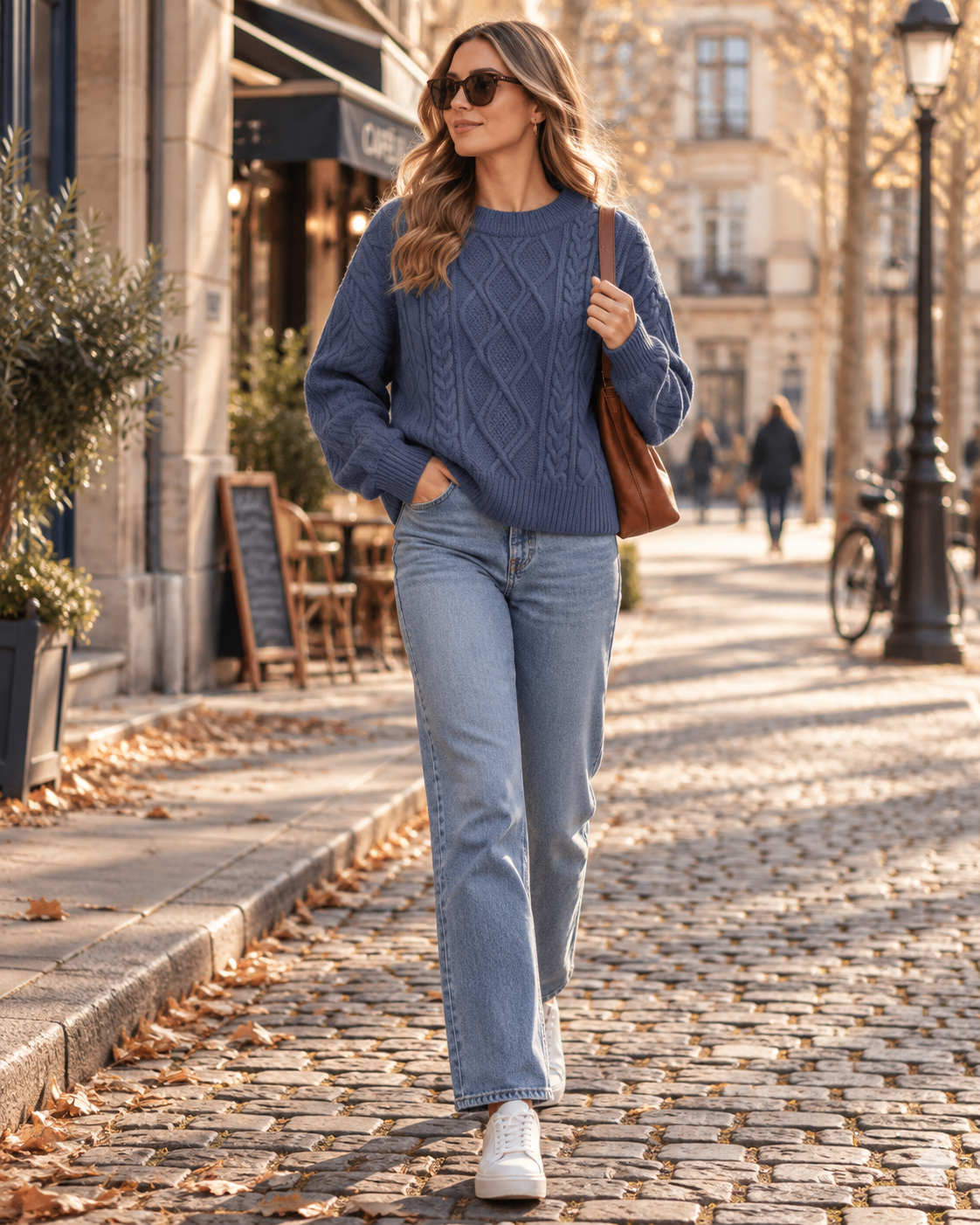 Nancy Pull femme maille torsadée – Coupe oversize, col rond, manches longues, style vintage