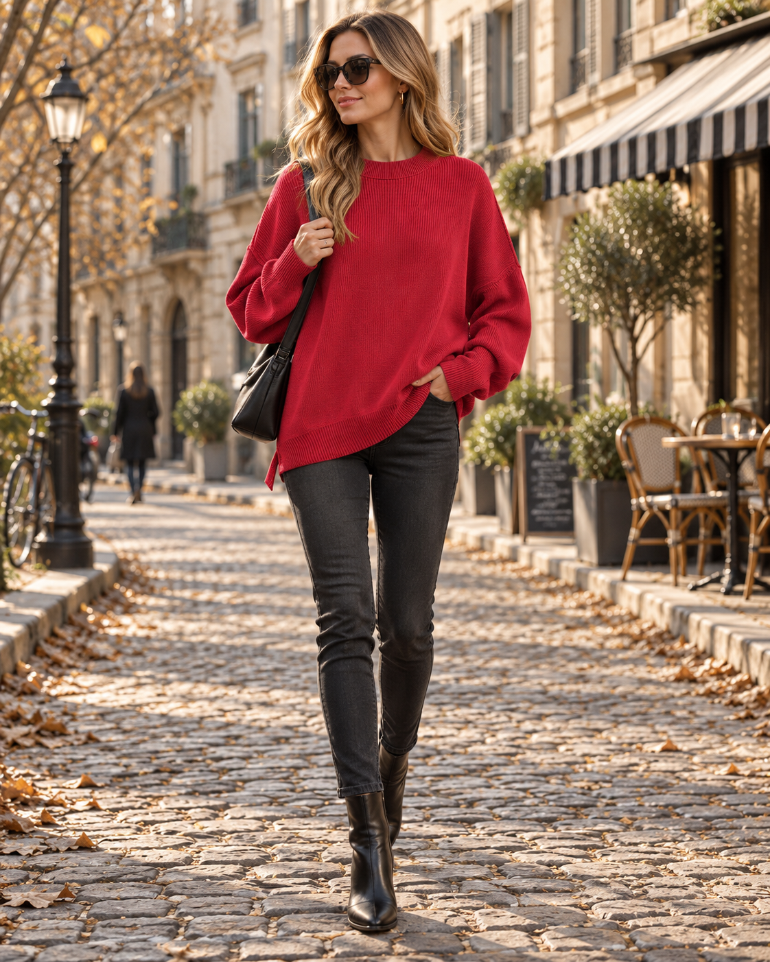 Rosemary Pull femme oversize – Maille côtelée, manches chauve-souris, fentes latérales