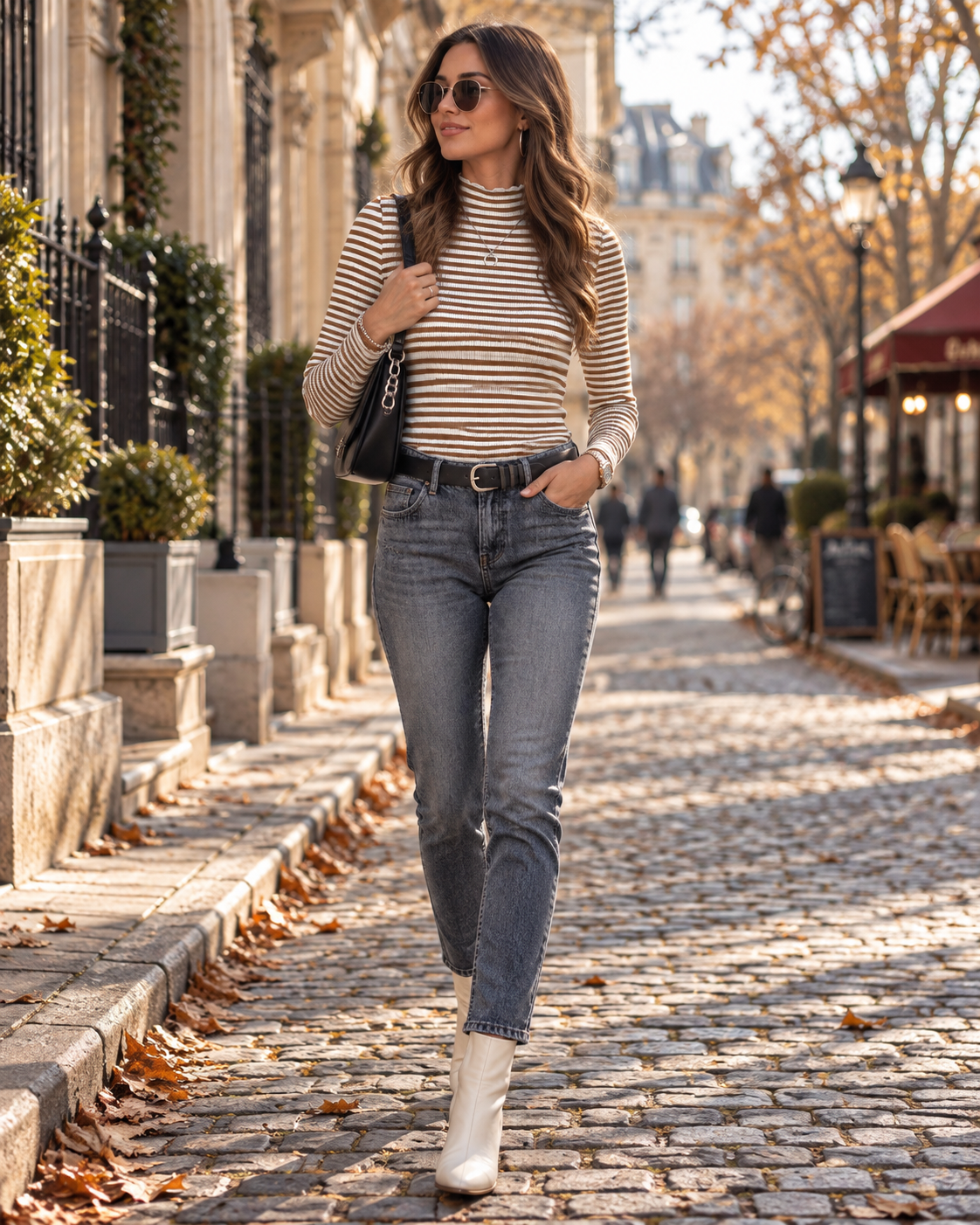Ivy Haut Côtelé Femme – Col Montant Ondulé, Coupe Ajustée & Manches Longues