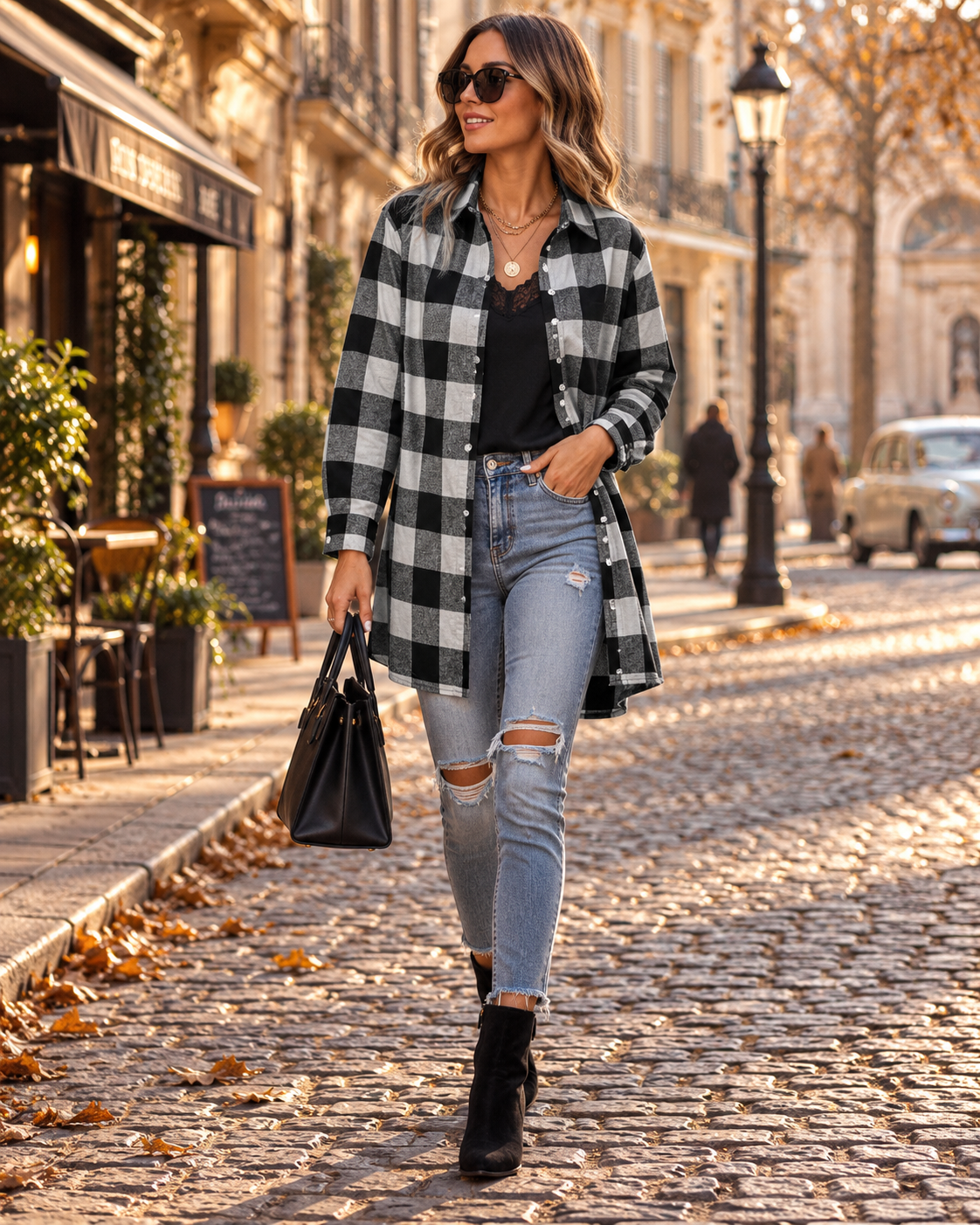 Tessa Surchemise à Carreaux Femme – Effet Flanelle, Coupe Ample & Fermeture Boutonnée