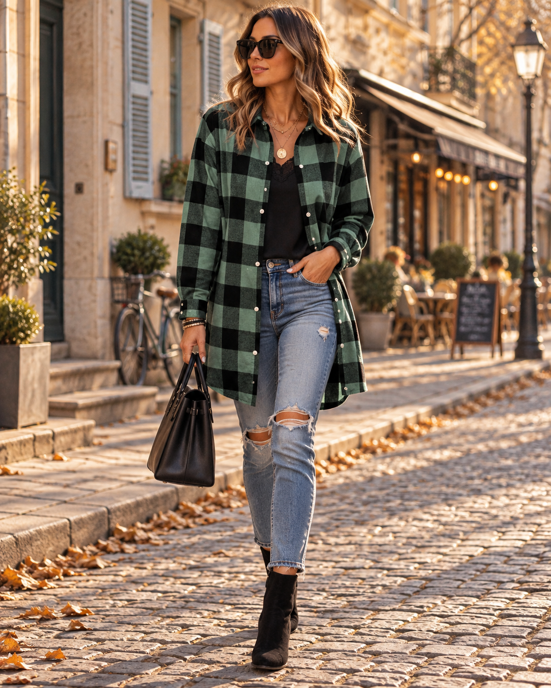 Tessa Surchemise à Carreaux Femme – Effet Flanelle, Coupe Ample & Fermeture Boutonnée