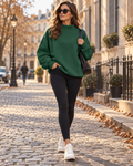 Gelena Sweat Oversize Femme – Doublure Polaire, Col Montant Asymétrique & Manches Longues