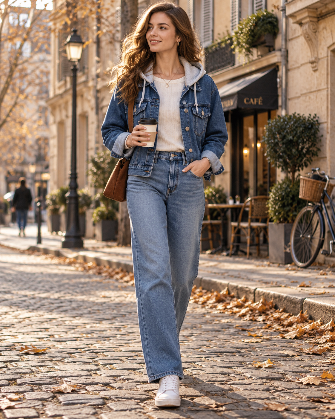 Desiree Veste en Jean Femme – Capuche Amovible, Manches Longues et Poches Poitrine