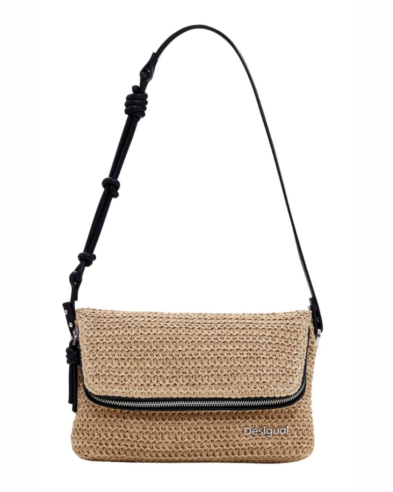 Sadie Borsa a Mano Donna – Borsa a Spalla in Rafia con Manici Intercambiabili e Chiusura a Zip