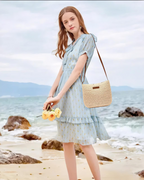 Willow Borsa in Paglia Donna – Borsa a Tracolla Intrecciata Boho con Chiusura Lampo