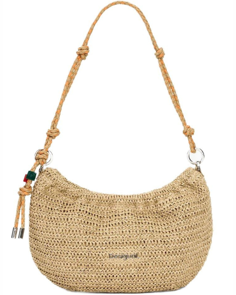 Piper Women's Crossbody Bag – Oval Raffia Bag with Removable Straps and Zip Closure