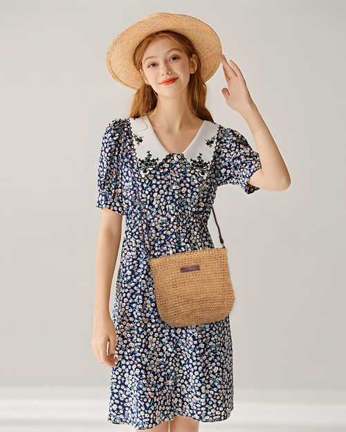 Bristol Borsa a Tracolla Donna – Borsa in Paglia Intrecciata Stile Boho Chiusura con Zip Tracolla Regolabile