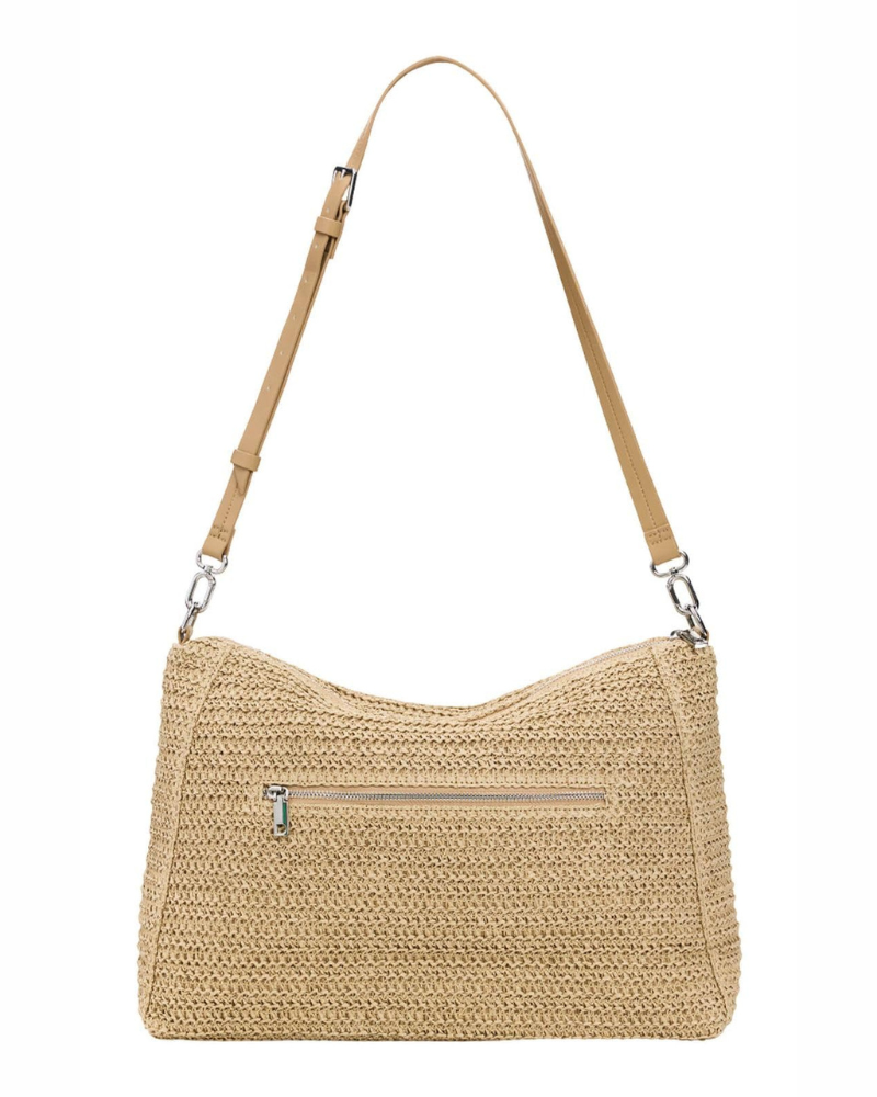 Harlow Borsa a Tracolla Donna – Grande Borsa Rettangolare in Rafia con Tracolle Rimovibili