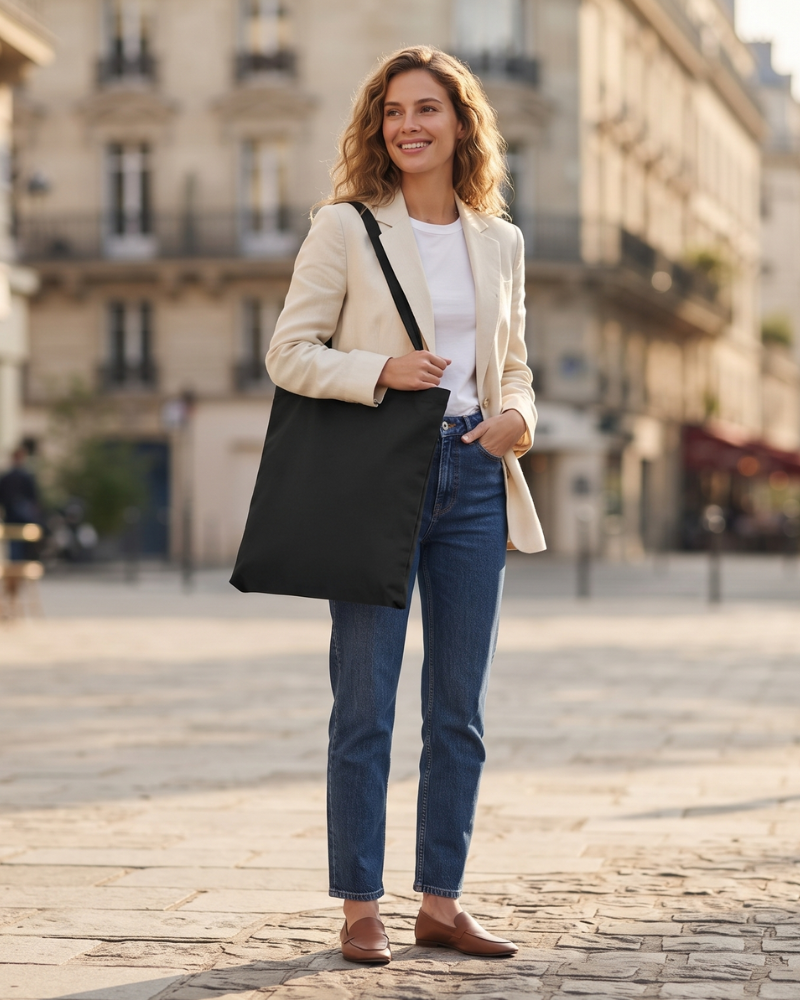 Morgan Sac Cabas en Coton Femme – Tote Bag Réutilisable Personnalisable à Longues Anses