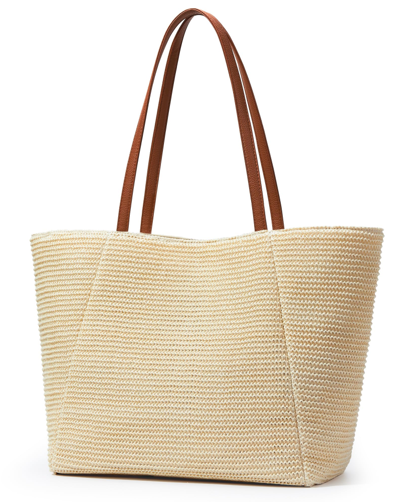 Savannah Sac de Plage Femme – Cabas en Paille avec Fermeture Éclair Grande Capacité