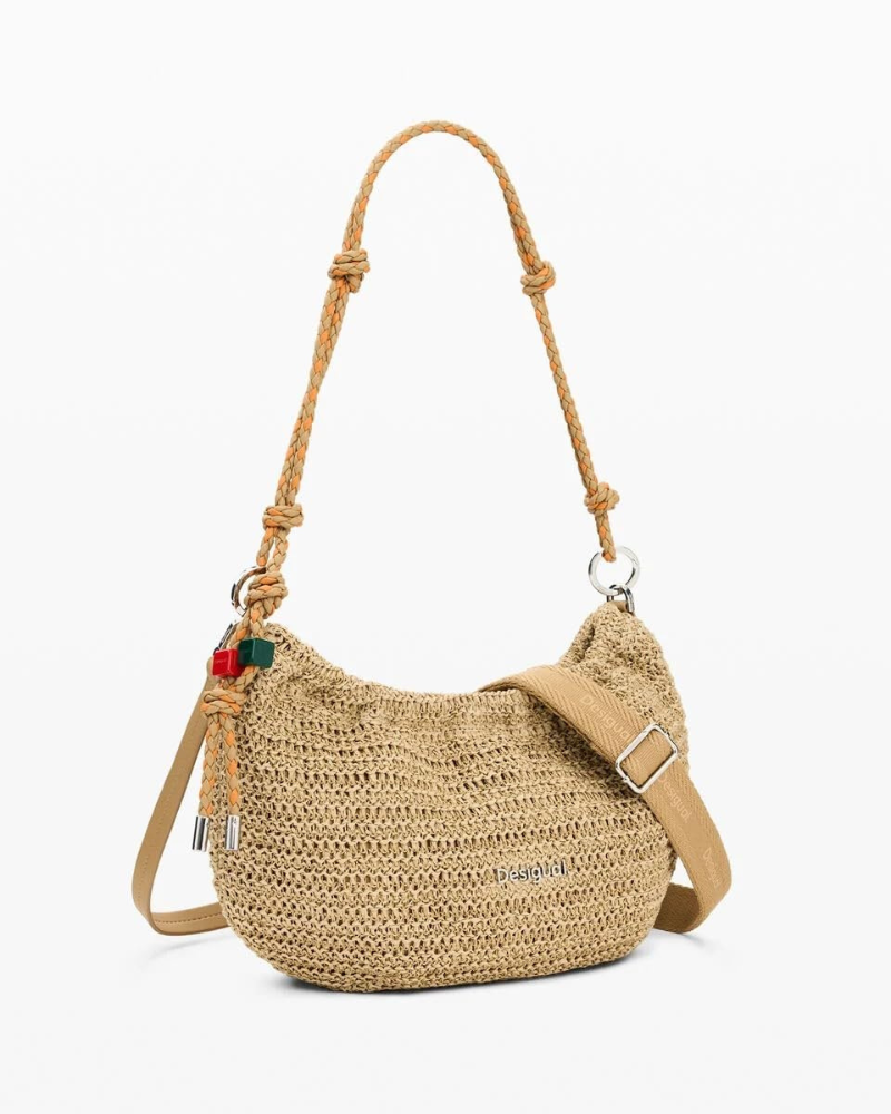 Piper Women's Crossbody Bag – Oval Raffia Bag with Removable Straps and Zip Closure
