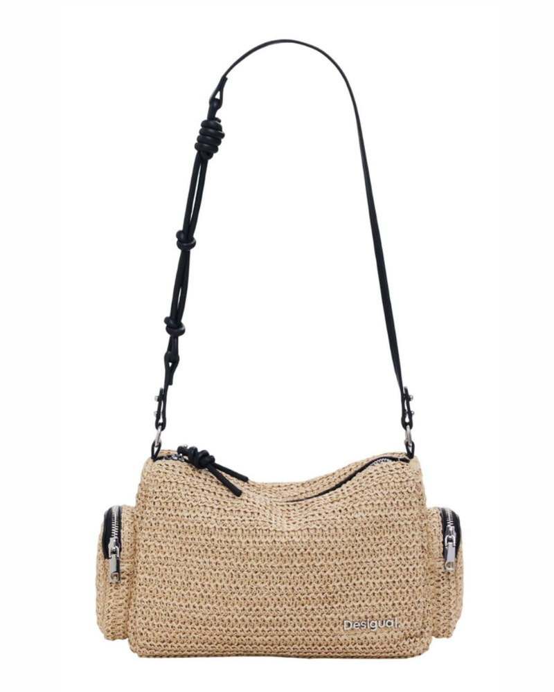 Madeline Women's Crossbody Bag – Small Raffia Bag with Zip Closure and Multiple Pockets