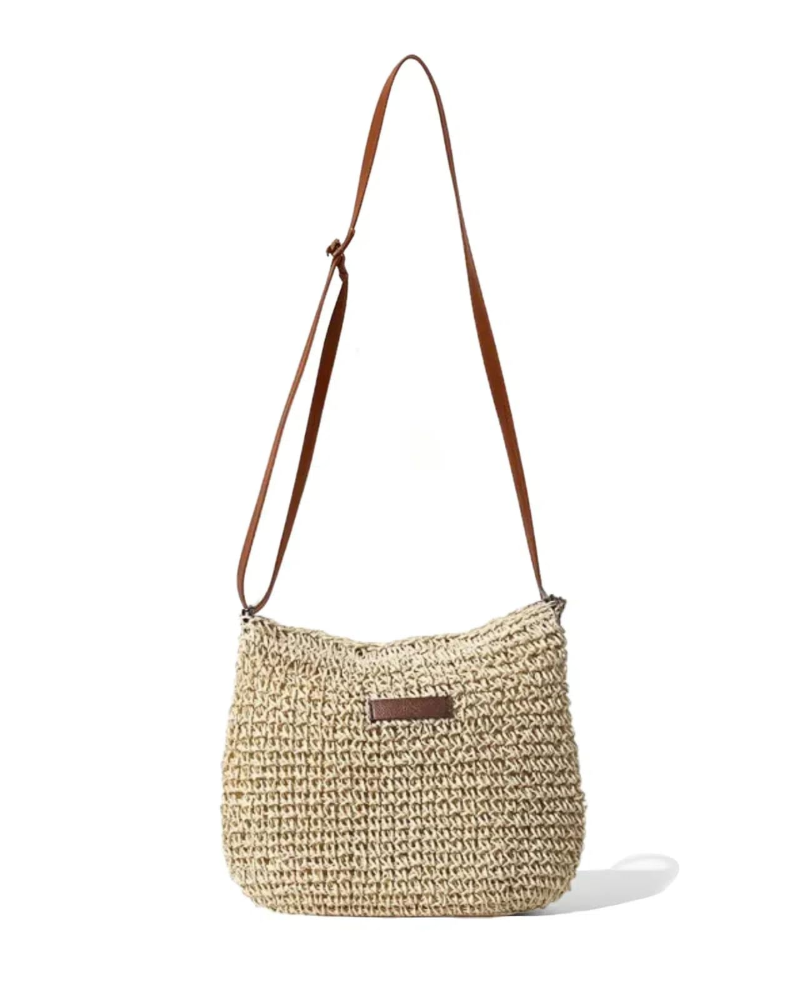 Willow Women's Straw Bag – Boho Woven Crossbody Bag with Zipper