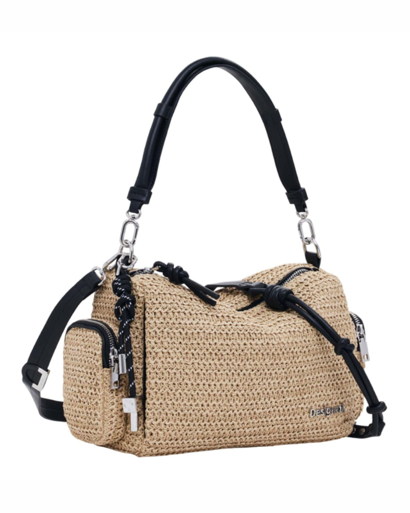 Madeline Women's Crossbody Bag – Small Raffia Bag with Zip Closure and Multiple Pockets