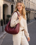 Madison Sac à Main Tressé Femme – Sac Élégant en Cuir Végan avec Grand Compartiment et Fermeture Éclair