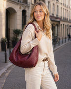 Madison Sac à Main Tressé Femme – Sac Élégant en Cuir Végan avec Grand Compartiment et Fermeture Éclair