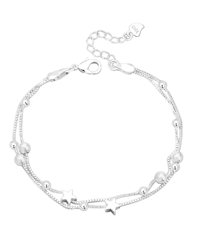 Sloane Women's Bracelet – 925 Silver Chain Bracelet with Elegant Heart Beads