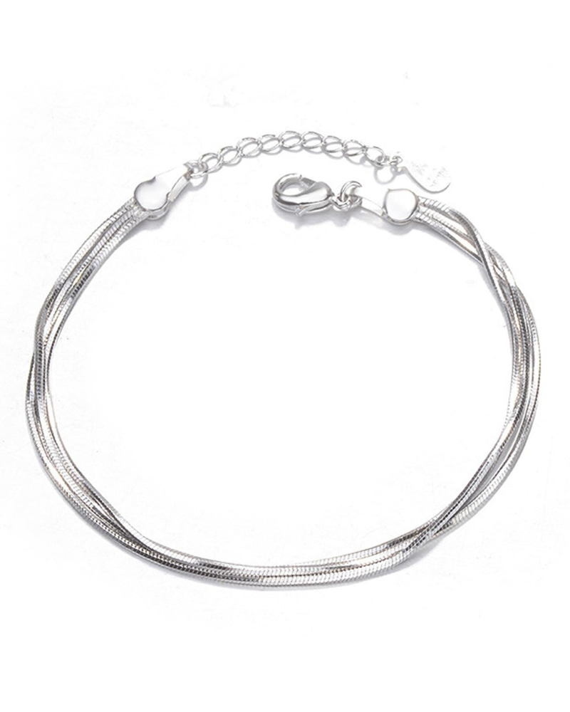 Sloane Women's Bracelet – 925 Silver Chain Bracelet with Elegant Heart Beads