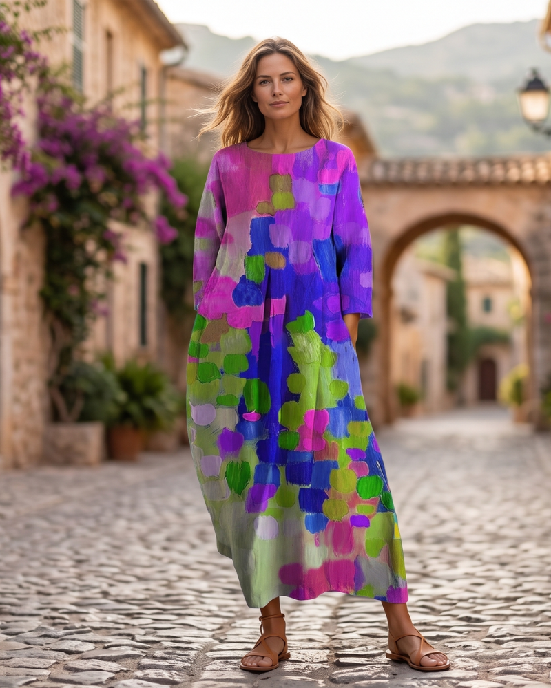 Rosalie Robe Fleurie Femme – Robe d'Été en Coton avec Imprimé Floral Élégant et Coupe Évasée
