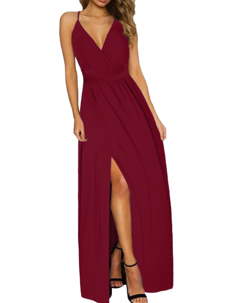 Nora Robe Longue Femme – Maxi Robe Bohème Fleurie Col V à Bretelles avec Fente