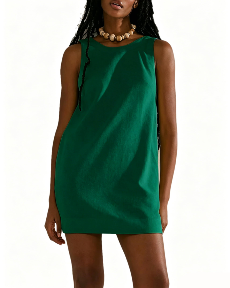 Aubrey Women's Casual Dress – Sleeveless Open-Back Loose-Fit Dress