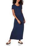 Corinne Robe Longue Femme – Robe Maxi Col Rond Manches Courtes Jersey Extensible Coupe Ajustée