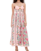 Vestido Maxi Eliana para Mujer – Vestido Bohemio Estampado con Hombros Descubiertos y Cintura Alta