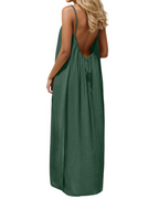 Everly Robe Longue Femme – Maxi Robe Dos Nu Col Halter Bretelles Réglables Coupe A
