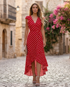 Vestido Largo Oaklyn Mujer – Vestido Maxi Estampado Floral con Cuello en V, Cinturón para Atar y Dobladillo Asimétrico
