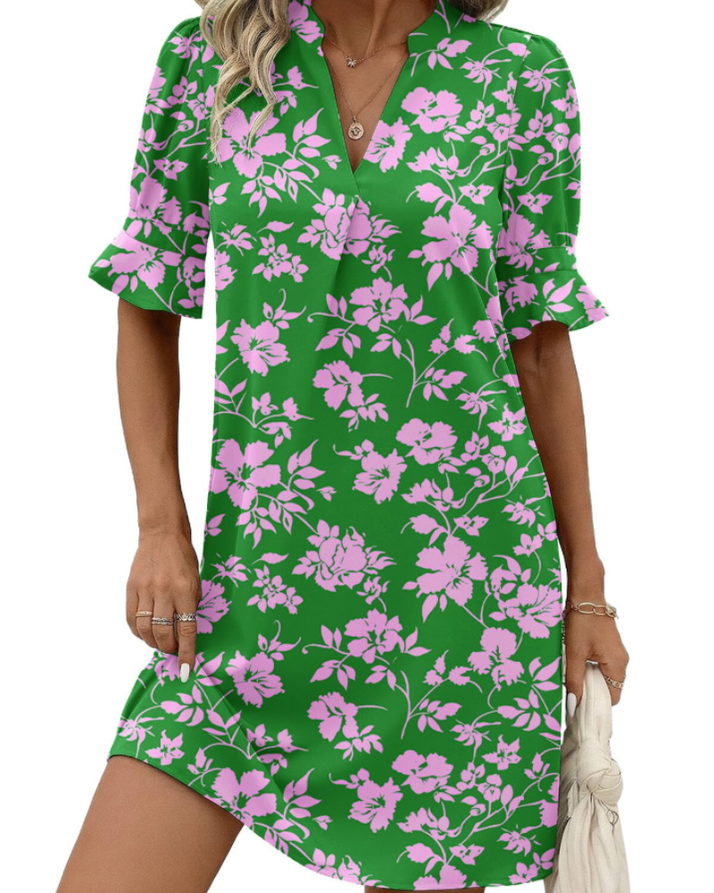 Sienna Robe Chemise Femme – Robe Trapèze Col V Boutonnée avec Poches à Manches Courtes