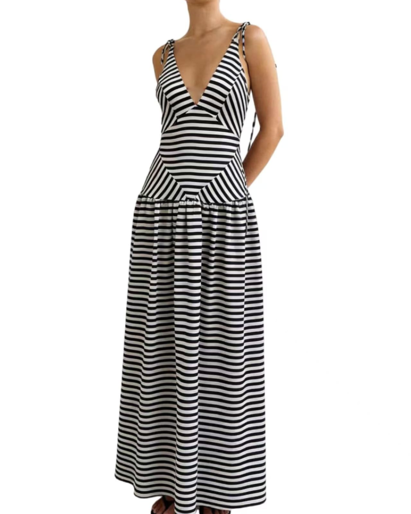 Eliana Robe Maxi Femme – Robe Bohème Imprimée à Épaules Dénudées et Taille Haute
