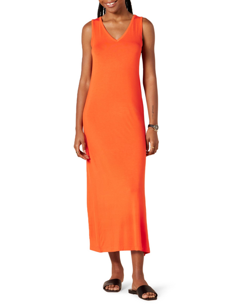 Abito Lungo Ariadne Donna – Abito Maxi Canotta con Scollo a V Jersey Elasticizzato con Spacchi Laterali