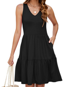Kelsey Robe Sans Manches Femme – Robe Col V Plissée Évasée Longueur Genou Fleurie
