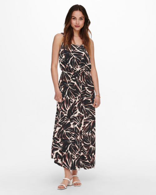 Abito Lungo Aubrielle Donna – Abito Maxi Stampato Senza Maniche con Scollo Rotondo e Cintura Annodata