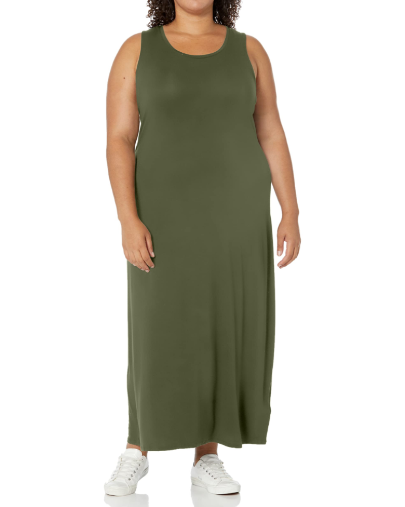 Bexley Long Dress Women’s – Maxi Tank Dress Round Neck Sleeveless Fitted Cut  