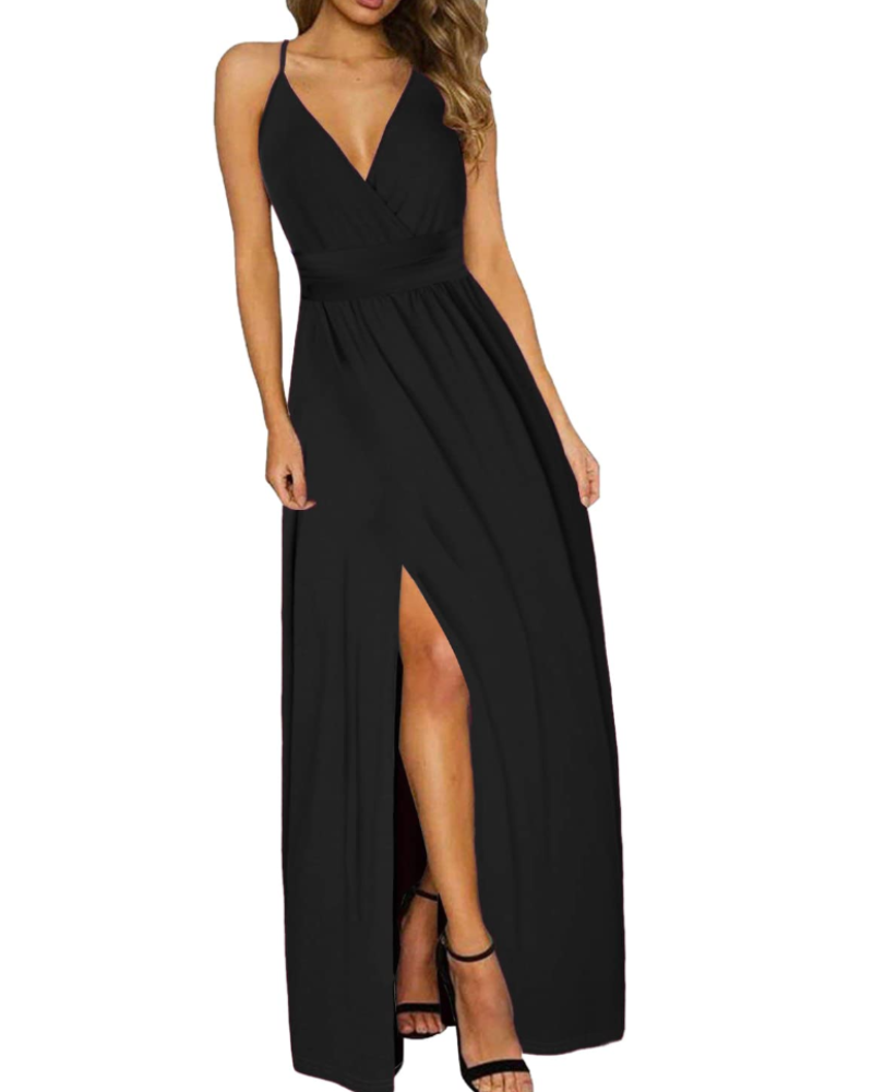 Nora Robe Longue Femme – Maxi Robe Bohème Fleurie Col V à Bretelles avec Fente