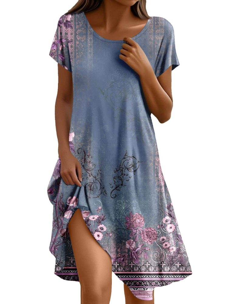 Brielle Robe Longue Femme – Maxi Robe Volantée Col Rond Coupe Fluide Élégante